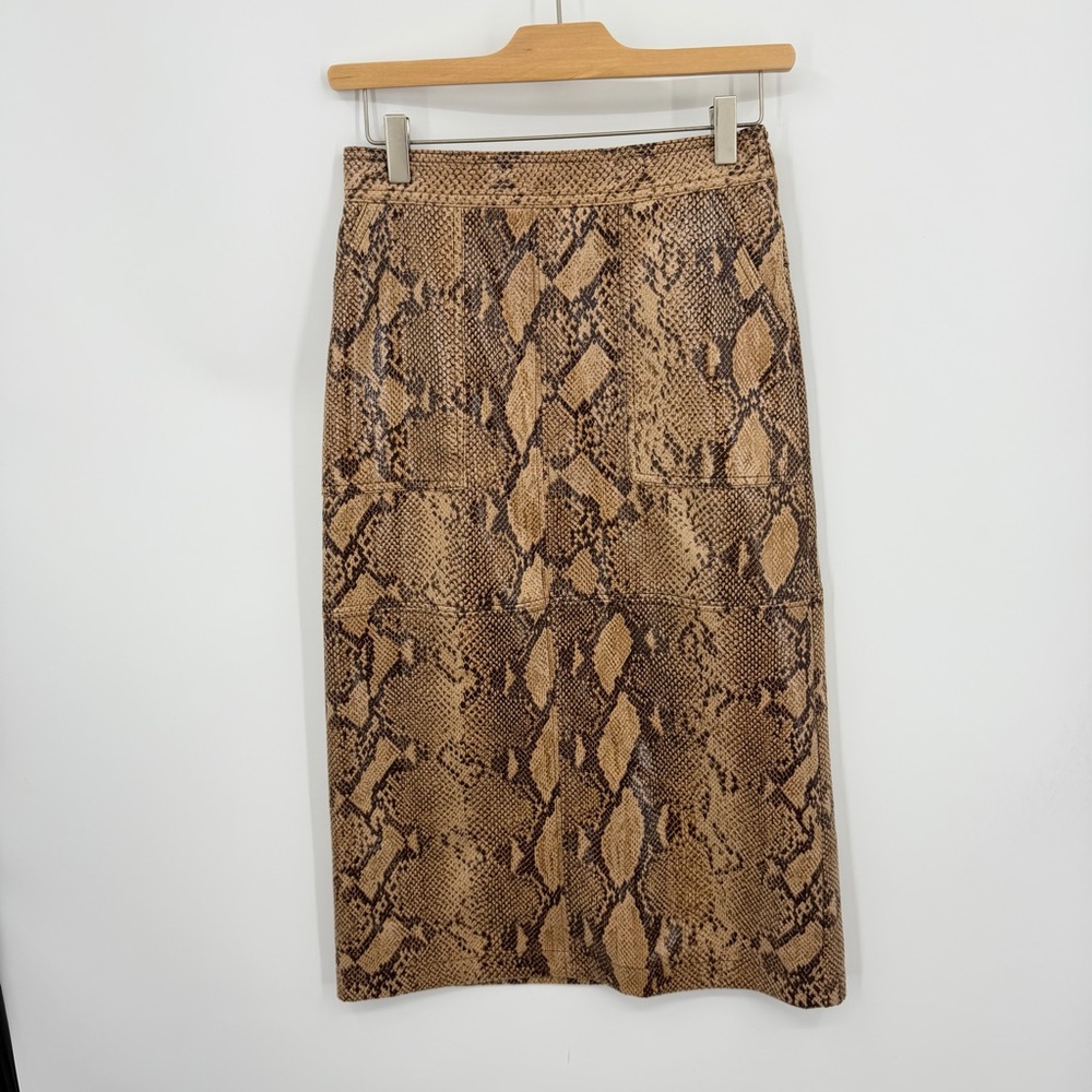 Anthropologie Current Air Orly snake-printed pencil skirt brown sz 2